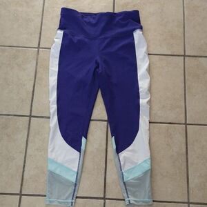 Compression Active Leggings in Royal Blue with White Print